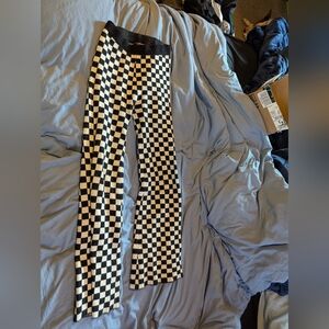Blue Blush Black and White Knit Sweater Pants Checkered